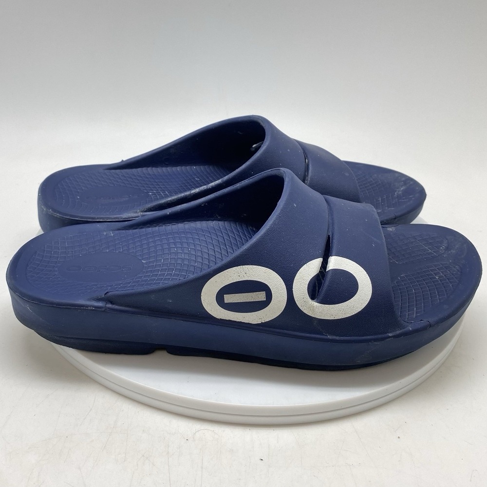 OOFOS OOahh Recovery Slide Sandals Womens 9 Mens 7 Lightweight Slip On Blue